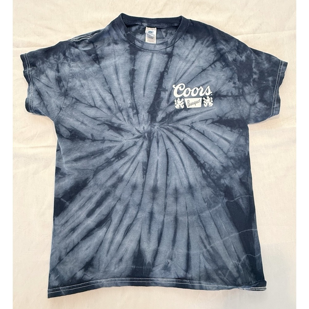 Coors Banquet Shirt Mens Medium Blue Tie Dye Graphic Golden Colorado Beer Tee A5